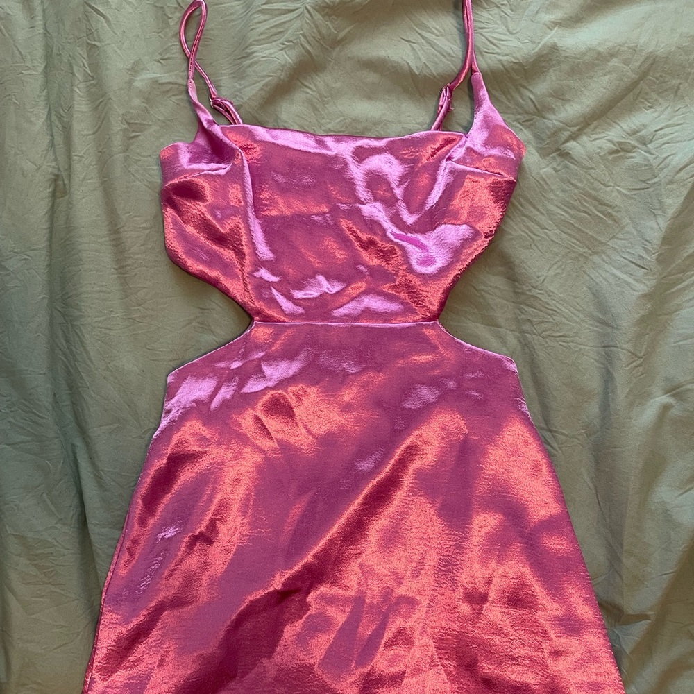 Lucy In the Sky Cut Out Dress- Metallic Pink- Size XSmall